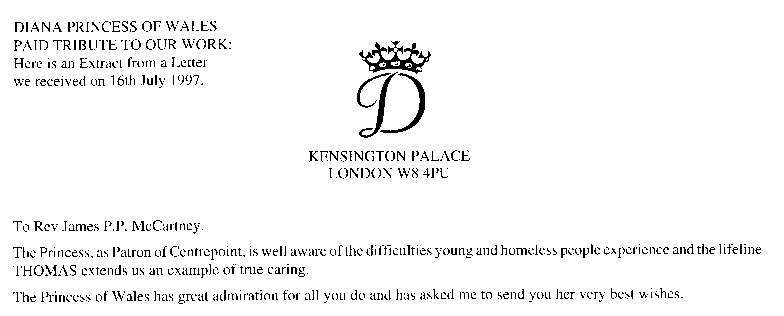 letter from Diana, Princess of Wales