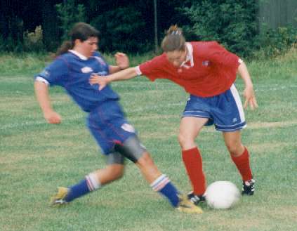 Jo Ballard in typiacal defensive pose