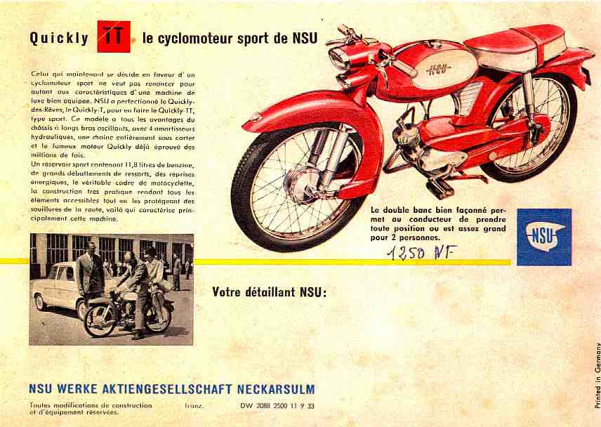 Reproduction of Quickly TT sales leaflet