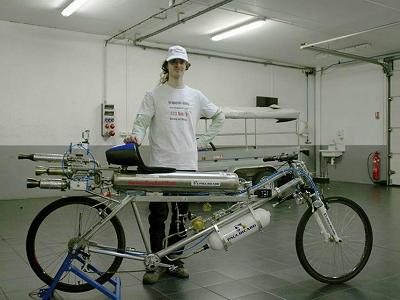 François Gissy with the Rocket Bike