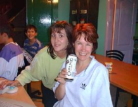 Wor Lass (on the left) starts on the booze early with the baby sitter.