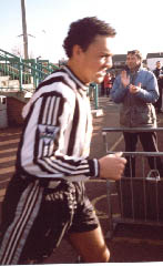 Most pictured Carl Serrant, on the slipery slope to BURY.