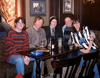 After match drinks and Warren Barton poses for pictures with the "R" team