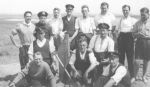 Bert Blackmore and others on the beach at Drigg.