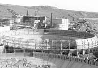 Looking south over the settling tanks.