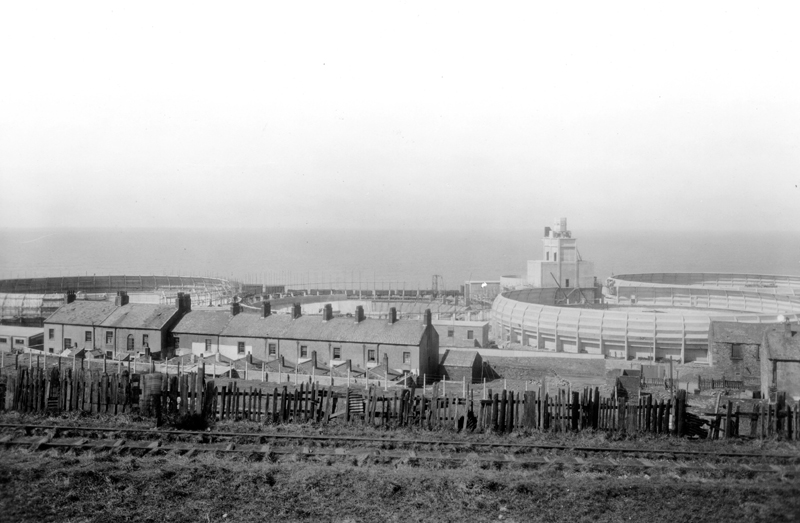 Looking out to sea over the settling tanks and slaker unit, 21st April 1941.