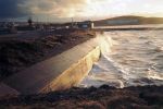 The sea-wall looking south.