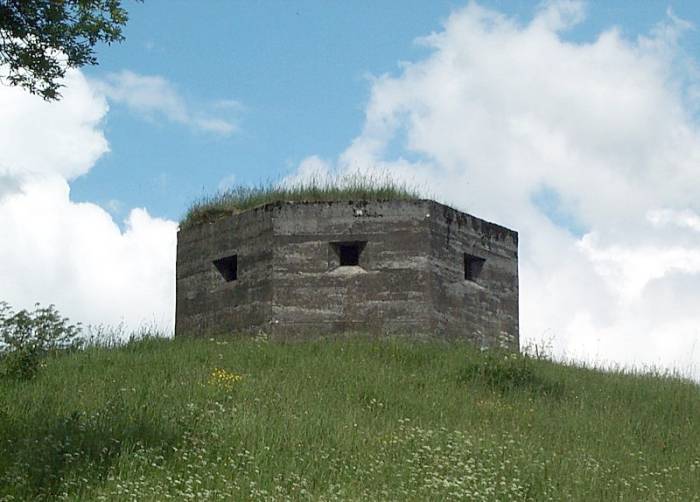 Type 24 pill-box above 
Devil's Bridge, Kirkby-Lonsdale.