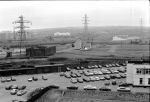 Looking out from the foundry roof over the car-park up the River Derwent.