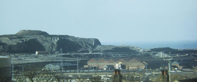 The slag bank, prior to grading and landscaping.