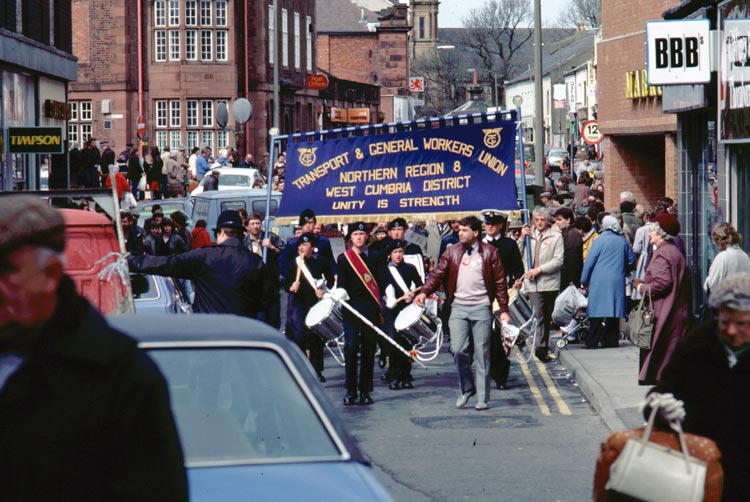 The TGWU march down Pow Street.