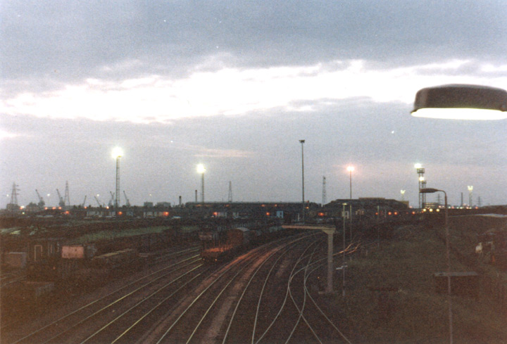 Workington goods-yard 1985, from the Burmah Road-bridge.