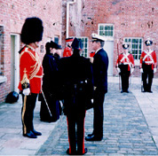 Commander C.A. Melhuish USN is introduced to the Victorian guests of the Fort Cumberland Guard