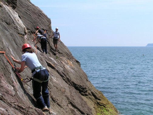 View looking out to sea while coasteering at meadfoot