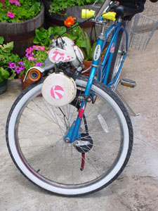 TAS on blue Schwinn bike