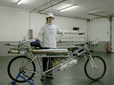 François Gissy with the Rocket Bike