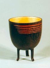 3 Leg ebonised oak vessel gilded