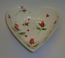 Roses on Heart shaped Dish
