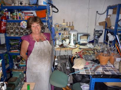 Patsy in the workshop