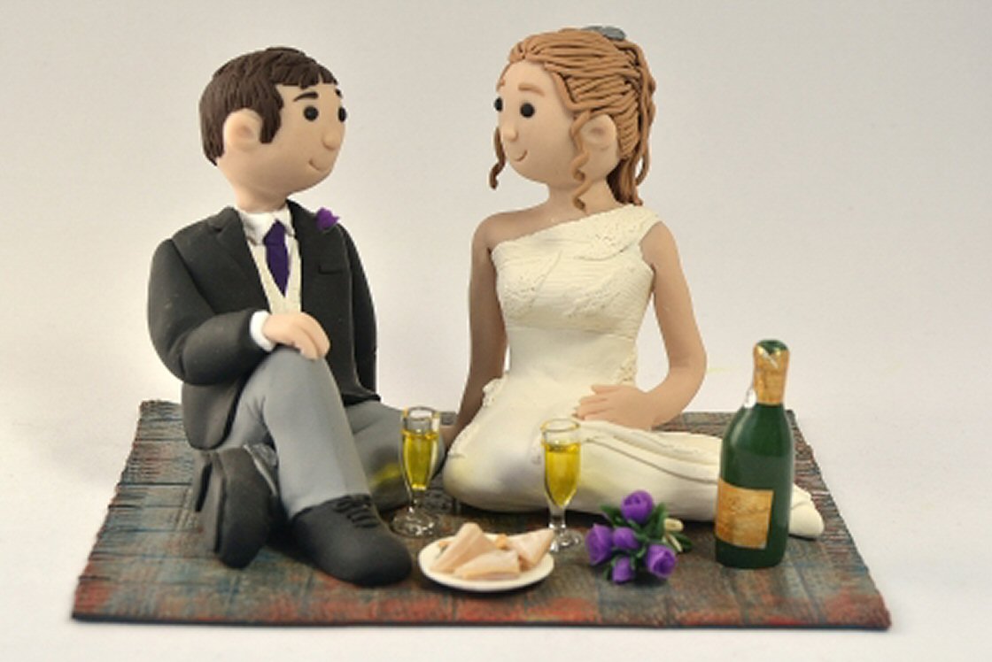 Personalised cake topper seated couple