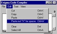 Paste Including X for spaces Menu Highlighted