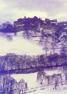 A winter scene over Princes Street gardens.