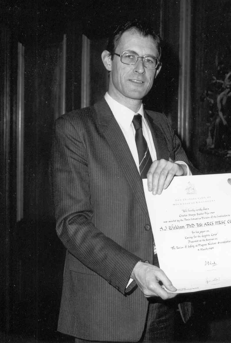 Receiving the Charles Sharpe Beecher Prize at the Institution of Mechanical Engineers