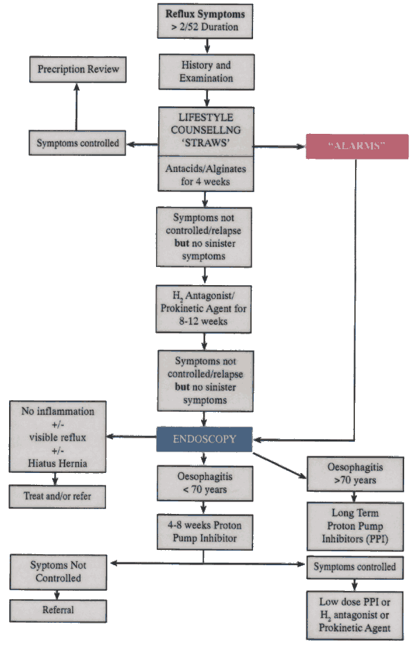 Oesophageal reflux flow chart