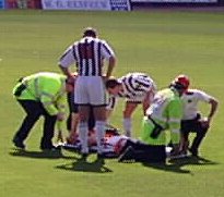 Kerr gets stretchered off in the last game against ICT