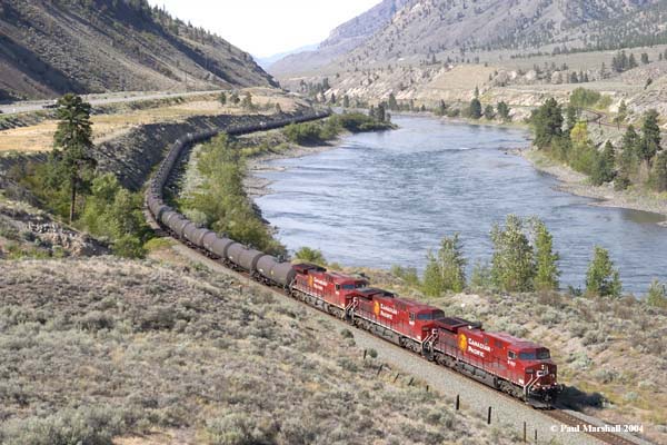 CP #9767 + #9647 +#9654 north of Spences Bridge - August 2004