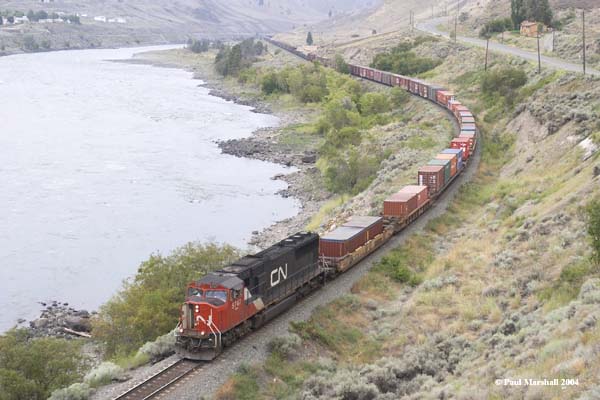 CN SD75 #5747 eastbound at Ashcroft - August 2004
