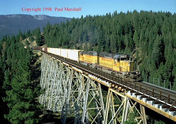 SD40-2 at Clio Trestle Aug 1998