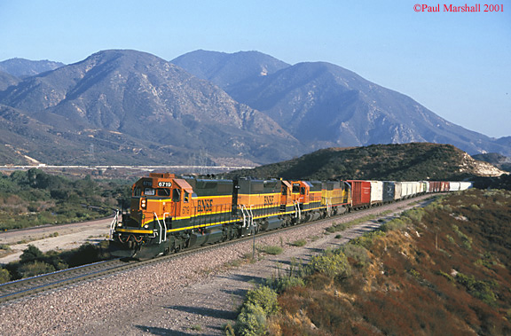 BNSF SD40-2 #6719 shortly after Sullivan's Curve Oct 2001