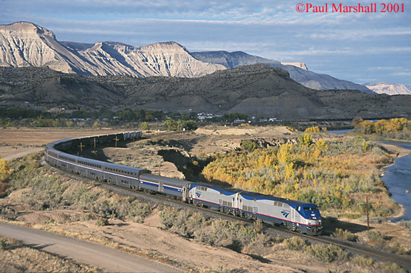 Amtrak 133 + 161 at De Beque Oct 2001