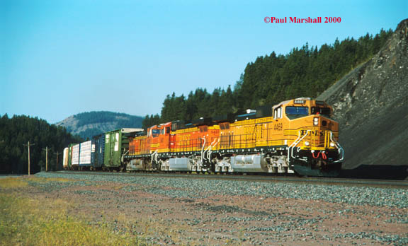 BNSF Dash 9 #4469 approaching Marias Pass Summit - August 2000