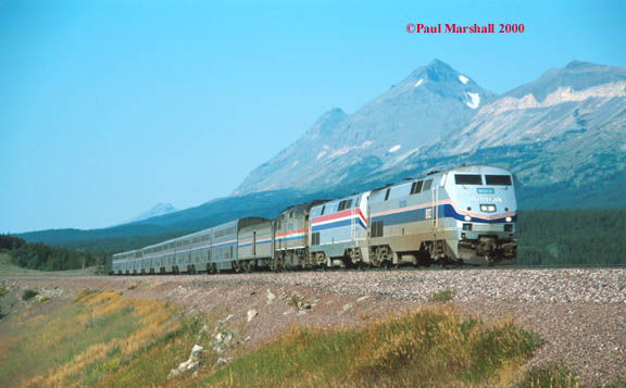 Amtrak Genesis units #802/64 and F40 #308 at MP1144 (West Bison) - August 2000