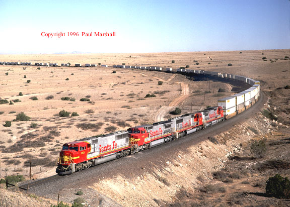 SD75M approaching Bridge 1 Abo Canyon April 1996