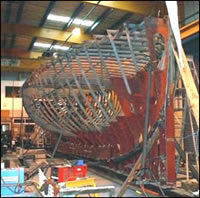 A New Steel Yacht  takes shape.