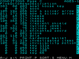 AGES-1 conditions screen