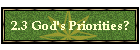 2.3 God's Priorities?