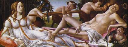 Cupid and friends with Mars and Venus: by Botticelli