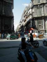 Quatro Canti - Palermo's Piccadilly Circus. Motorini and road works