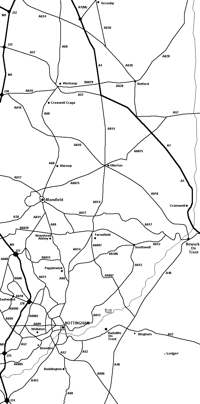 Map of Nottinghamshire Pic. 25Kb.