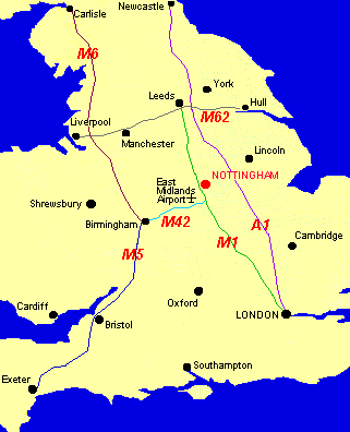 UK Map Showing Nott's. 14Kb