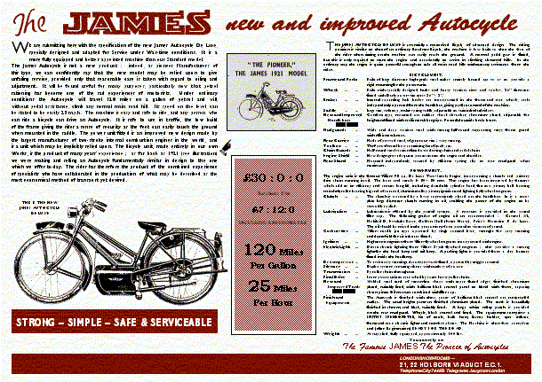 Wartime brochure for James autocycle
