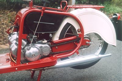 The engine showing the recoil starter mechanism