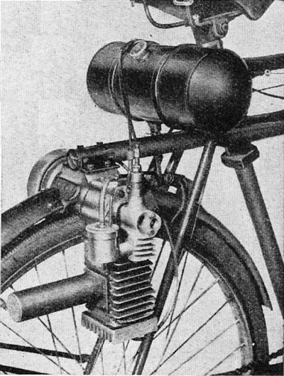 The Fletcher engine mounted on a pedal cycle