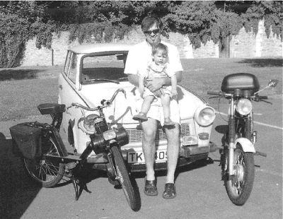 Gary with baby, VSX 3800, Trabby and Simson S51