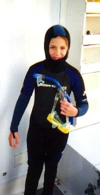  Mels in diving suit.