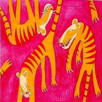 Tiny Toy Tigers Trampolining